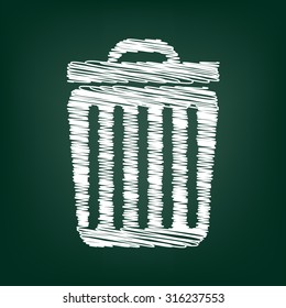 Trash icon. Vector illustration with chalk effect 