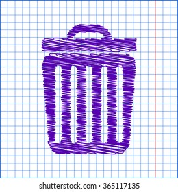 Trash icon. Vector illustration with chalk effect 