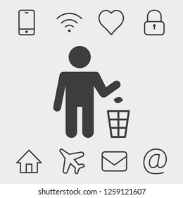 Trash icon vector illustration. Flat design style