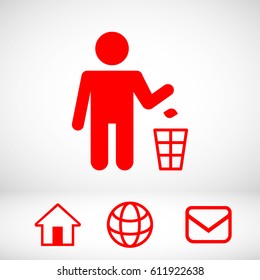 Trash icon vector illustration. Flat design style