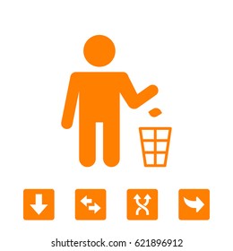 Trash icon vector illustration. Flat design style