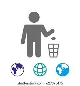 Trash icon vector illustration. Flat design style