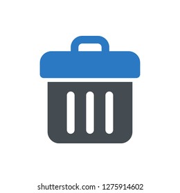 Trash Icon Vector Illustration in Glyph Style for Any Purpose