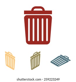 Trash icon. Vector illustration  set. Isometric effect