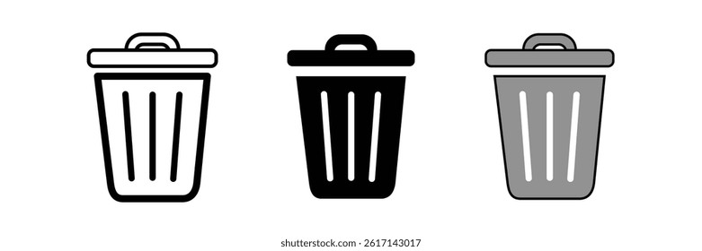 Trash icon vector illustration. Trash symbol line, fill, and color icon for graphic and web design collection