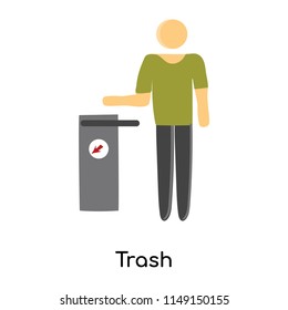 Trash icon vector isolated on white background for your web and mobile app design, Trash logo concept person