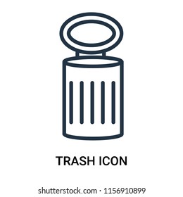 Trash icon vector isolated on white background, Trash transparent sign , outline linear symbol or thin lined pictogram