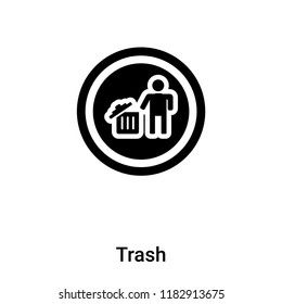 Trash icon vector isolated on white background, logo concept of Trash sign on transparent background, filled black symbol