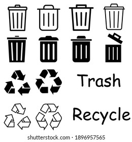 Trash Icon Vector Set. Recycle Illustration Sign Collection. Green Symbol.