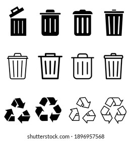 Trash Icon Vector Set. Recycle Illustration Sign Collection. Green Symbol.