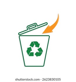 trash icon. vector throw away trash. recycling symbol. sustainability. reuse web icon, eco-friendly, used goods, green energy. Mixed design style