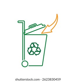 trash icon. vector throw away trash. recycling symbol. sustainability. reuse web icon, eco-friendly, used goods, green energy. Line design style