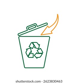trash icon. vector throw away trash. recycling symbol. sustainability. reuse web icon, eco-friendly, used goods, green energy. Line design style