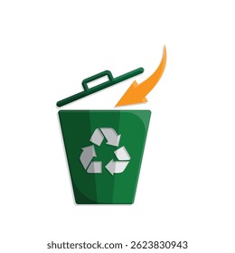trash icon. vector throw away trash. recycling symbol. sustainability. reuse web icon, eco-friendly, used goods, green energy. simple 3d design style