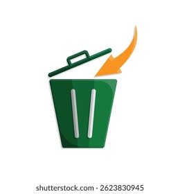 trash icon. vector throw away trash. recycling symbol. sustainability. reuse web icon, eco-friendly, used goods, green energy. simple 3d design style