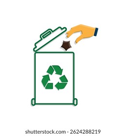 trash icon. vector throw away trash. recycling symbol. sustainability. reuse web icon, eco-friendly, used goods, green energy. Mixed design style