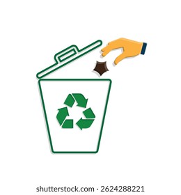 trash icon. vector throw away trash. recycling symbol. sustainability. reuse web icon, eco-friendly, used goods, green energy. Mixed design style