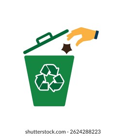 trash icon. vector throw away trash. recycling symbol. sustainability. reuse web icon, eco-friendly, used goods, green energy. Solid design style