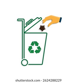 trash icon. vector throw away trash. recycling symbol. sustainability. reuse web icon, eco-friendly, used goods, green energy. Mixed design style