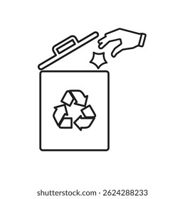 trash icon. vector throw away trash. recycling symbol. sustainability. reuse web icon, eco-friendly, used goods, green energy. Line design style