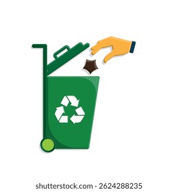 trash icon. vector throw away trash. recycling symbol. sustainability. reuse web icon, eco-friendly, used goods, green energy. simple 3d design style