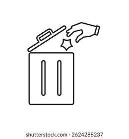 trash icon. vector throw away trash. recycling symbol. sustainability. reuse web icon, eco-friendly, used goods, green energy. Line design style