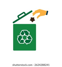 trash icon. vector throw away trash. recycling symbol. sustainability. reuse web icon, eco-friendly, used goods, green energy. Solid design style