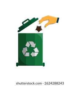 trash icon. vector throw away trash. recycling symbol. sustainability. reuse web icon, eco-friendly, used goods, green energy. simple 3d design style