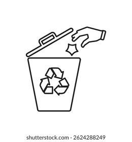 trash icon. vector throw away trash. recycling symbol. sustainability. reuse web icon, eco-friendly, used goods, green energy. Line design style