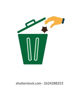 trash icon. vector throw away trash. recycling symbol. sustainability. reuse web icon, eco-friendly, used goods, green energy. Solid design style
