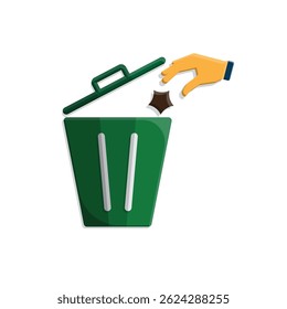 trash icon. vector throw away trash. recycling symbol. sustainability. reuse web icon, eco-friendly, used goods, green energy. simple 3d design style