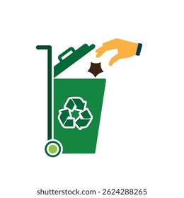trash icon. vector throw away trash. recycling symbol. sustainability. reuse web icon, eco-friendly, used goods, green energy. Solid design style