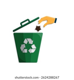 trash icon. vector throw away trash. recycling symbol. sustainability. reuse web icon, eco-friendly, used goods, green energy. simple 3d design style