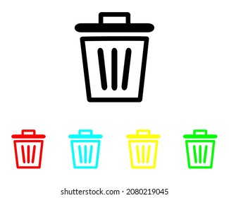 Trash icon vector. Trash icon in trendy flat style. Set elements in colored icons. Trash icon image, Trash icon illustration isolated on white background