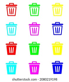 Trash icon vector. Trash icon in trendy flat style. Set elements in colored icons. Trash icon image, Trash icon illustration isolated on white background