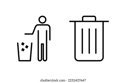 Vector de iconos de la basura para aplicaciones web y móviles. icono de la papelera. signo y símbolo de eliminación.