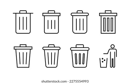 Vector de iconos de la basura para aplicaciones web y móviles. icono de la papelera. signo y símbolo de eliminación.