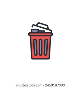 trash icon. vector.Editable stroke.linear style sign for use web design,logo.Symbol illustration.