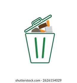 trash icon. waste in trash. recycling symbol. sustainability. reuse web icon, eco-friendly, used goods, green energy. Mixed design style