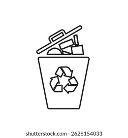 trash icon. waste in trash. recycling symbol. sustainability. reuse web icon, eco-friendly, used goods, green energy. Line design style