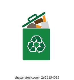 trash icon. waste in trash. recycling symbol. sustainability. reuse web icon, eco-friendly, used goods, green energy. Solid design style