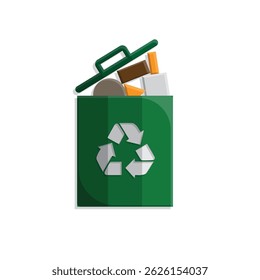 trash icon. waste in trash. recycling symbol. sustainability. reuse web icon, eco-friendly, used goods, green energy. simple 3d design style