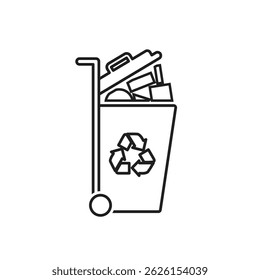 trash icon. waste in trash. recycling symbol. sustainability. reuse web icon, eco-friendly, used goods, green energy. Line design style