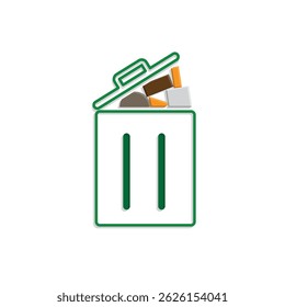 trash icon. waste in trash. recycling symbol. sustainability. reuse web icon, eco-friendly, used goods, green energy. Mixed design style