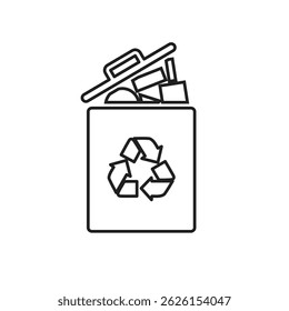 trash icon. waste in trash. recycling symbol. sustainability. reuse web icon, eco-friendly, used goods, green energy. Line design style