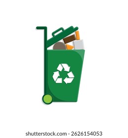 trash icon. waste in trash. recycling symbol. sustainability. reuse web icon, eco-friendly, used goods, green energy. simple 3d design style