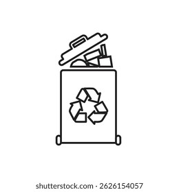 trash icon. waste in trash. recycling symbol. sustainability. reuse web icon, eco-friendly, used goods, green energy. Line design style
