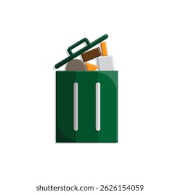 trash icon. waste in trash. recycling symbol. sustainability. reuse web icon, eco-friendly, used goods, green energy. simple 3d design style