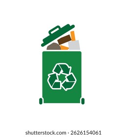 trash icon. waste in trash. recycling symbol. sustainability. reuse web icon, eco-friendly, used goods, green energy. Solid design style