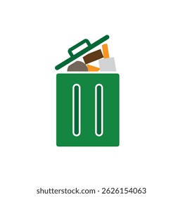 trash icon. waste in trash. recycling symbol. sustainability. reuse web icon, eco-friendly, used goods, green energy. Solid design style